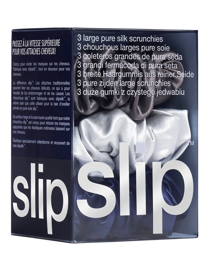 Pure Silk Large Scrunchies Set of 3 in Multi image 4