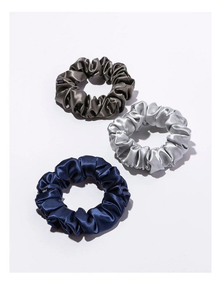 Pure Silk Large Scrunchies Set of 3 in Multi image 5