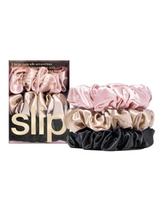 Pure Silk Large Scrunchies Set of 3 in Multi