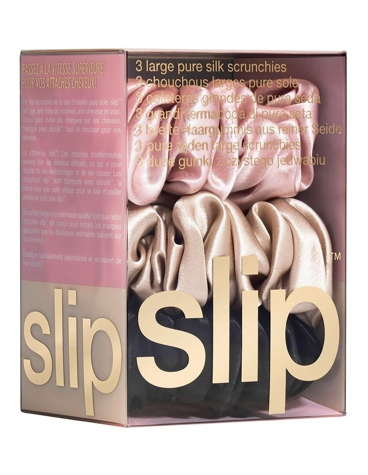 Pure Silk Large Scrunchies Set of 3 in Multi image 5