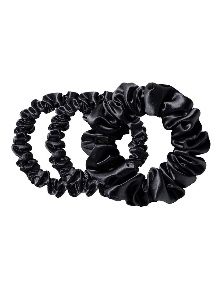 Pure Silk Back To Basics Scrunchies Set of 3 in Black image 2