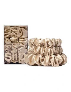 Pure Silk Back To Basics Scrunchies Set of 3 in Blonde