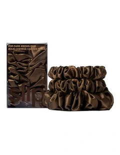 Pure Silk Back To Basics Scrunchies Set of 3 in Dark Brown