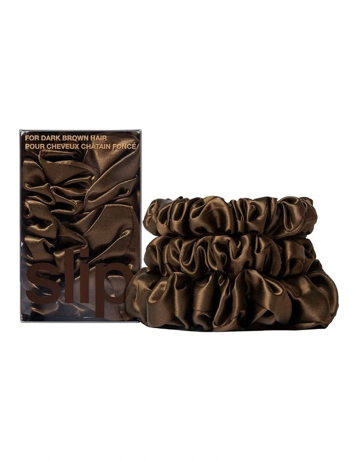 Pure Silk Back To Basics Scrunchies Set of 3 in Dark Brown image 1