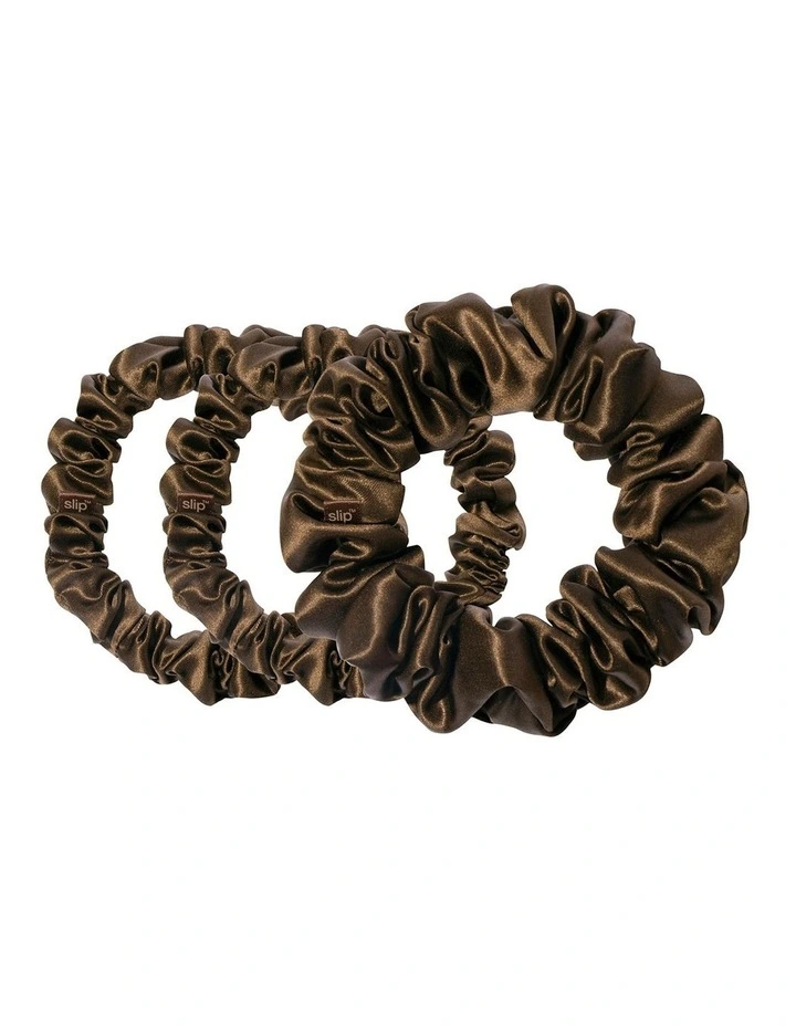Pure Silk Back To Basics Scrunchies Set of 3 in Dark Brown image 2