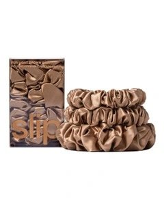 Pure Silk Back To Basics Scrunchies in Light Brown
