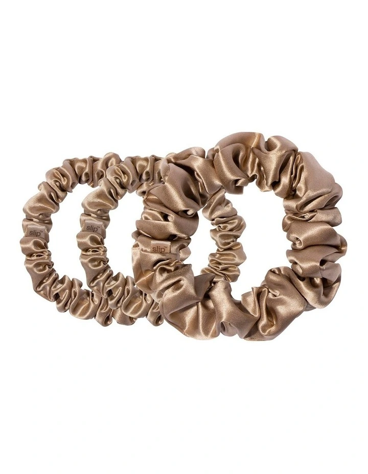 Pure Silk Back To Basics Scrunchies in Light Brown image 2