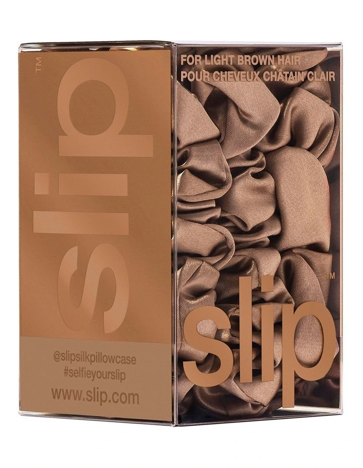 Pure Silk Back To Basics Scrunchies in Light Brown image 4