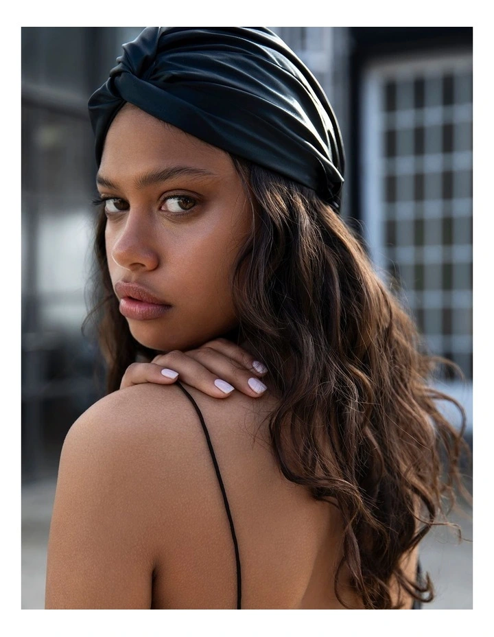 Pure Silk Turban in Black image 3