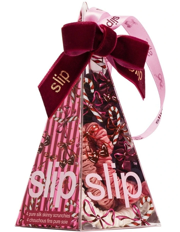 Pure Silk Skinny Scrunchie Ornament in Candy Cane image 4