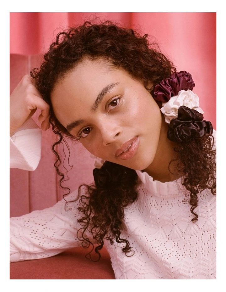 Pure Silk Large Scrunchie Cracker Set of 3 in Sugar Plum image 5