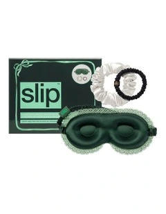 Pure Silk Beauty Sleepover Set with Lace Trim in Peppermint Dreams