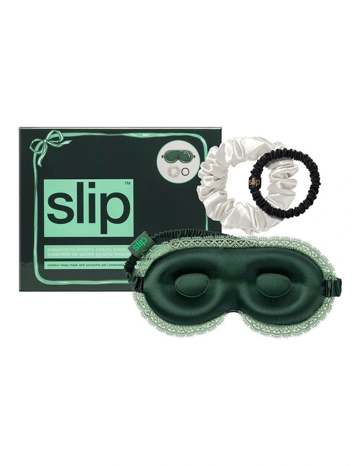 Pure Silk Beauty Sleepover Set with Lace Trim in Peppermint Dreams image 1