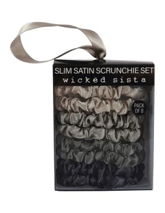 Slim Satin Scrunchie Set Everyday in Grey