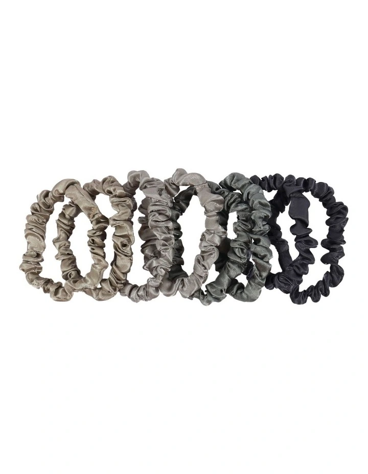 Slim Satin Scrunchie Set Everyday in Grey image 2