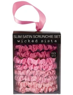 Slim Satin Scrunchie Set in Pinks