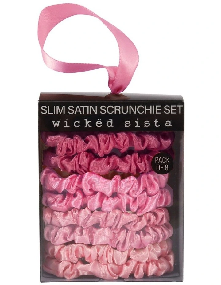 Slim Satin Scrunchie Set in Pinks image 1