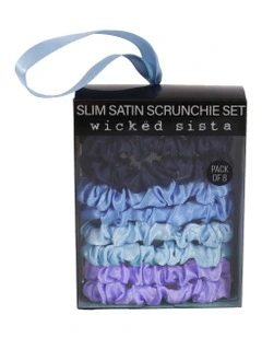 Slim Satin Scrunchie Set Blue Violet