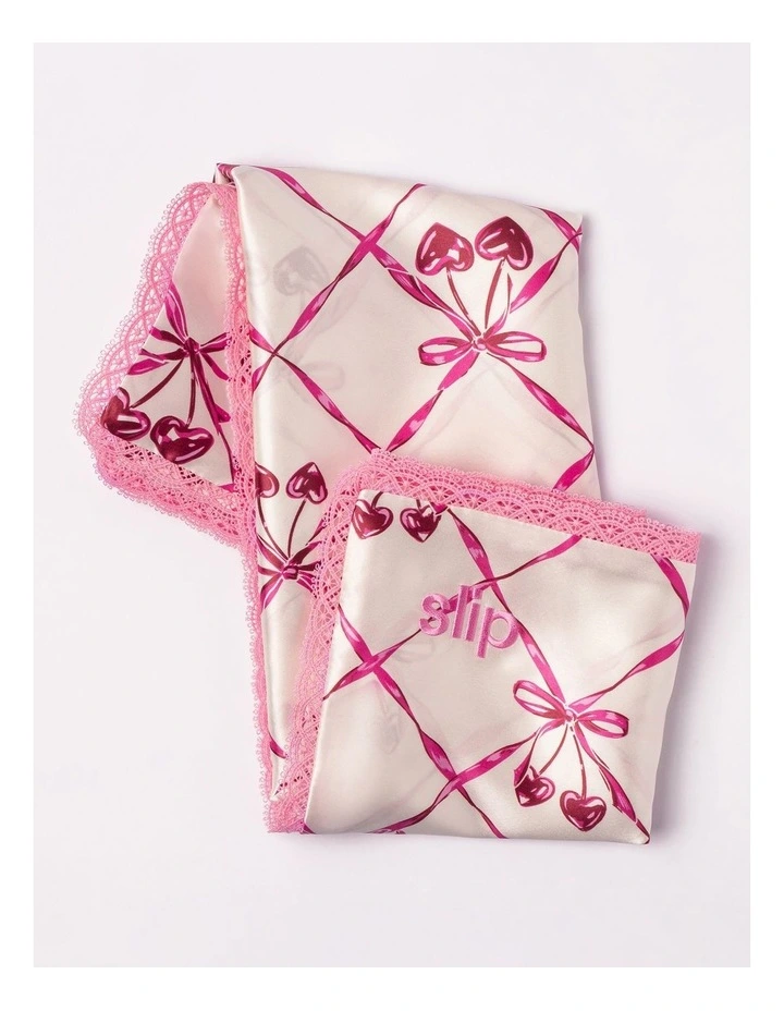 Pure Silk Queen Pillowcase with Lace Trim in Sweet Cherry image 5