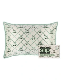 Pure Silk Queen Pillowcase with Lace Trim in Wintergreen