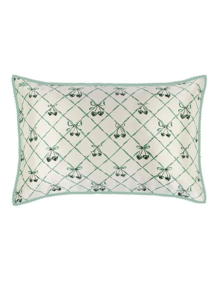 Pure Silk Queen Pillowcase with Lace Trim in Wintergreen image 2