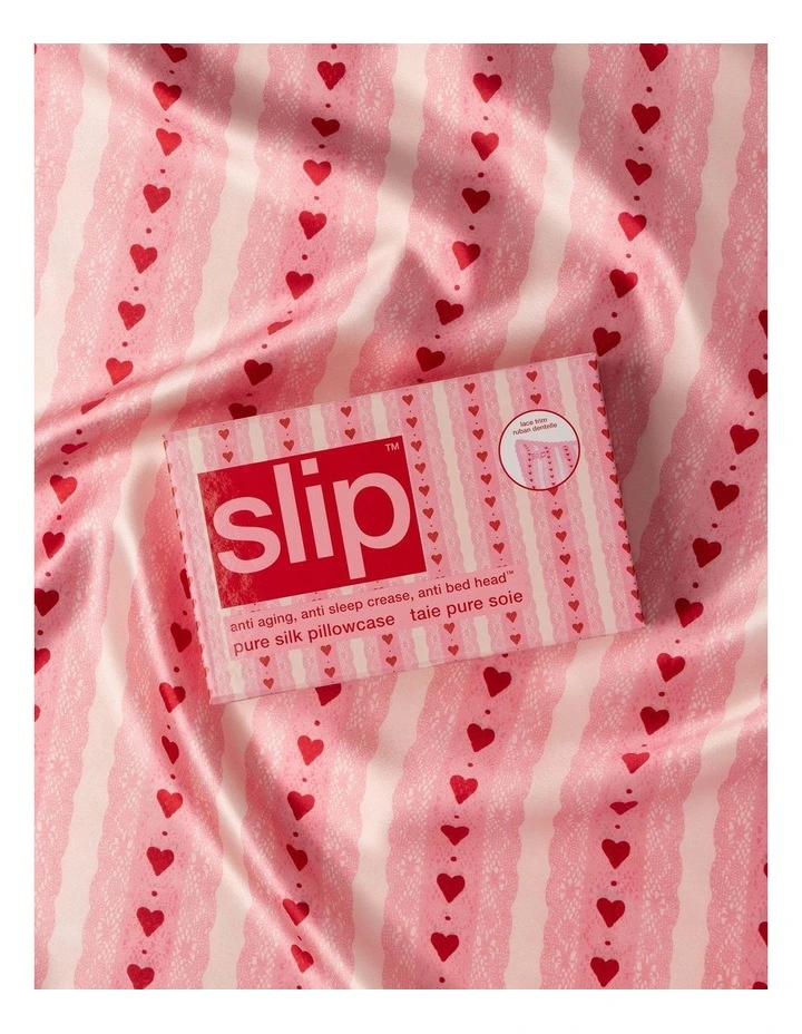 Pure Silk Queen Pillowcase with Lace Trim in Sweetie image 4