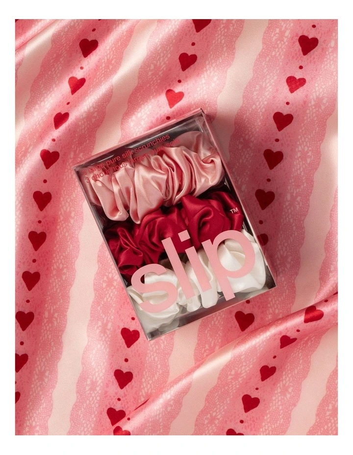 Pure Silk Large Scrunchies Set Of 3 in Rosy image 5