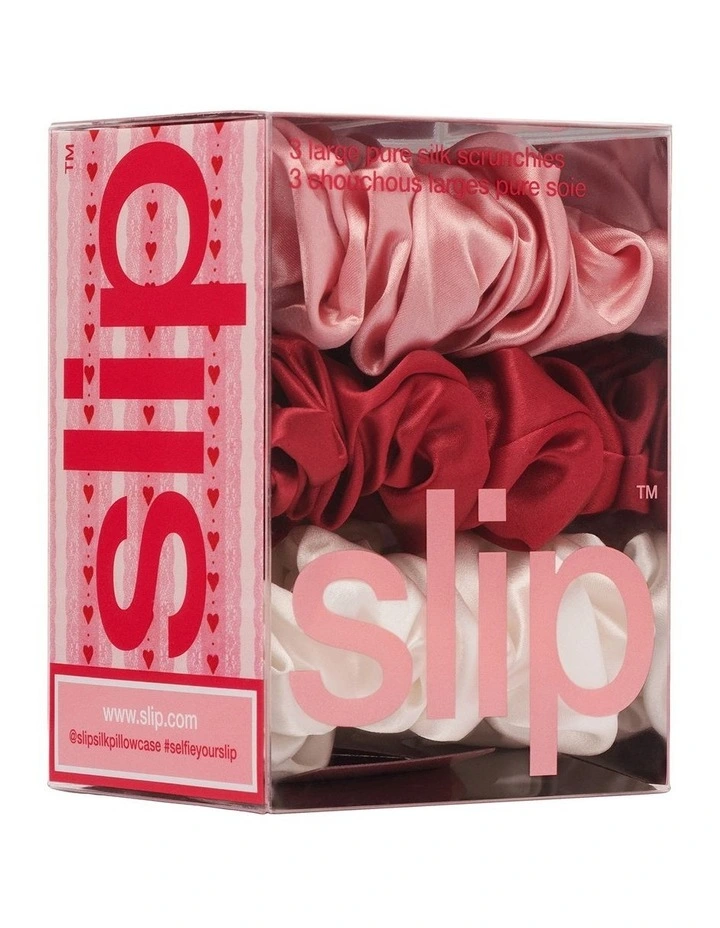 Pure Silk Large Scrunchies Set Of 3 in Rosy image 6