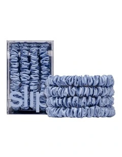 Pure Silk Skinny Scrunchies Set of 4 in Cornflower