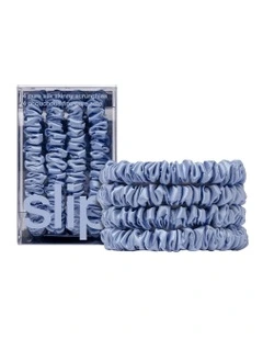 Pure Silk Skinny Scrunchies Set of 4 in Cornflower