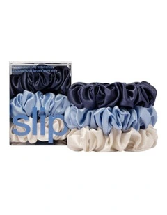Pure Silk Large Scrunchies Set Of 3 in Skye