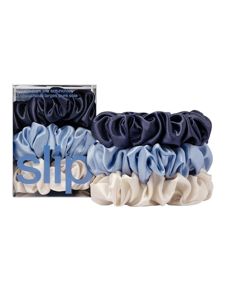 Pure Silk Large Scrunchies Set Of 3 in Skye image 1