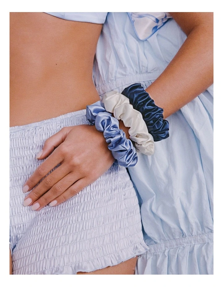 Pure Silk Large Scrunchies Set Of 3 in Skye image 3