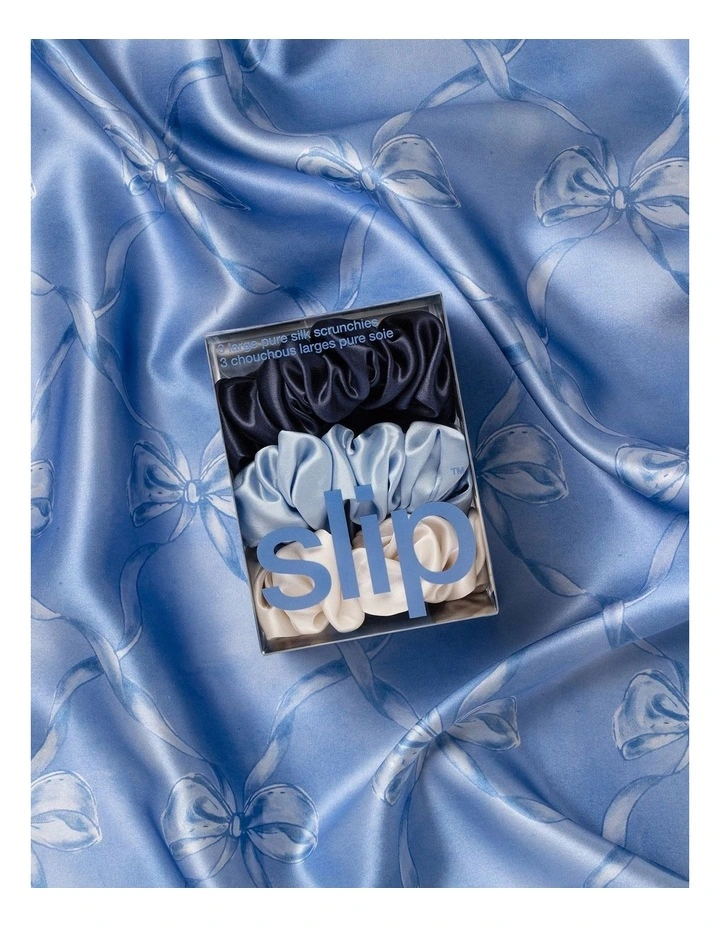 Pure Silk Large Scrunchies Set Of 3 in Skye image 4
