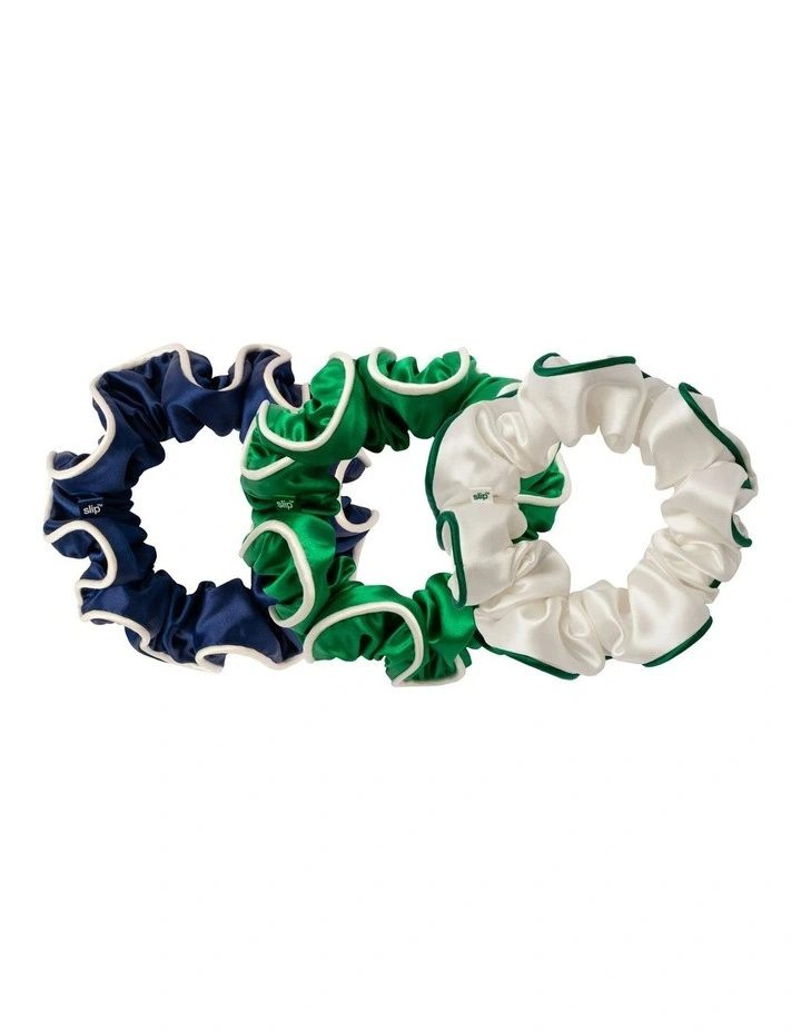 Pure Silk Large Scrunchies Set of 3 in Game Day image 2