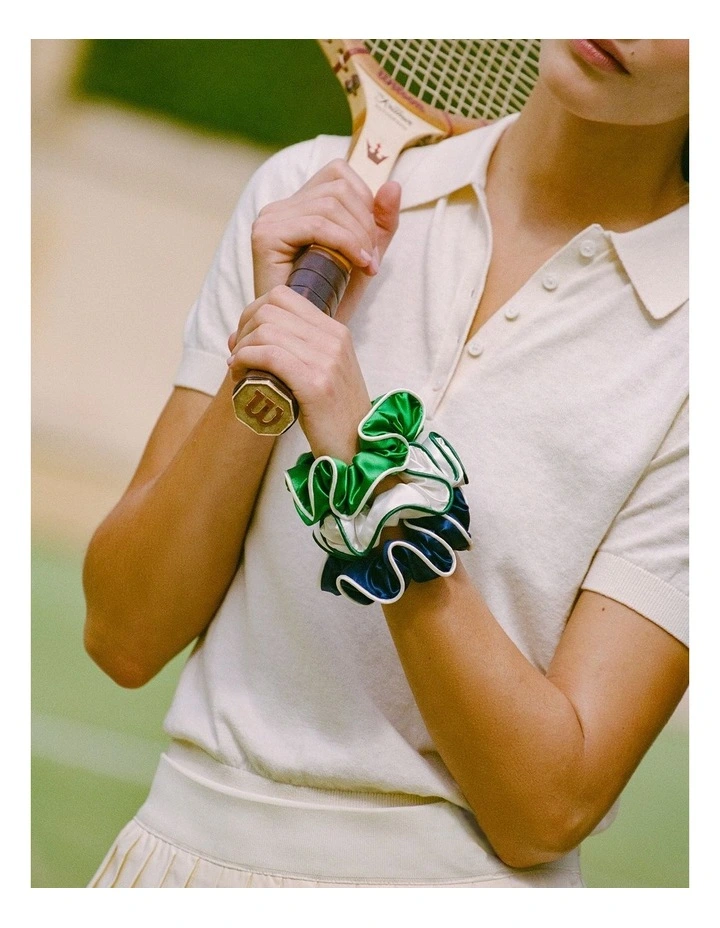 Pure Silk Large Scrunchies Set of 3 in Game Day image 3