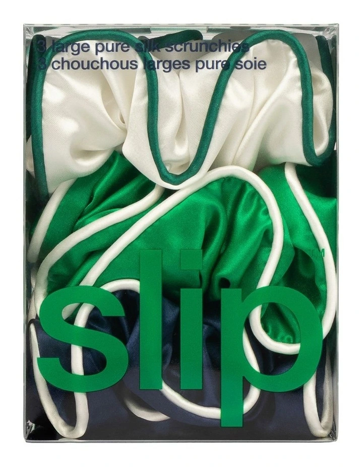 Pure Silk Large Scrunchies Set of 3 in Game Day image 4