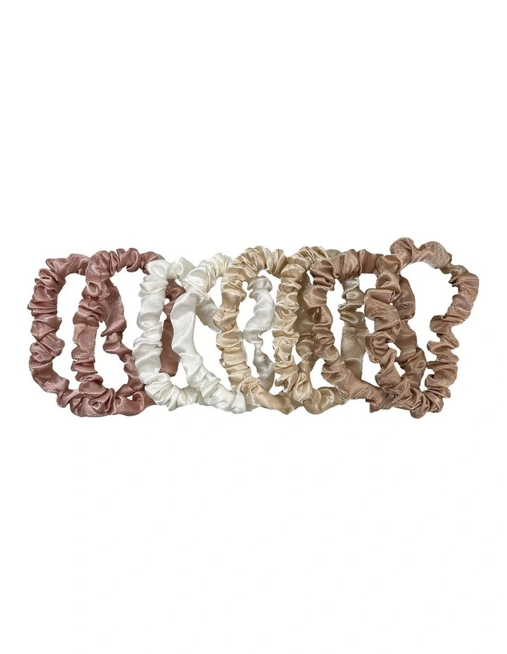 Slim Satin Scrunchie Set in Neutral Blush image 2