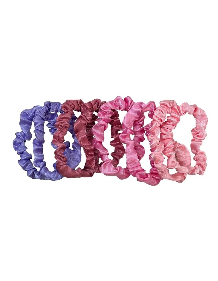 Slim Satin Scrunchie Set in Pink/Purple image 2