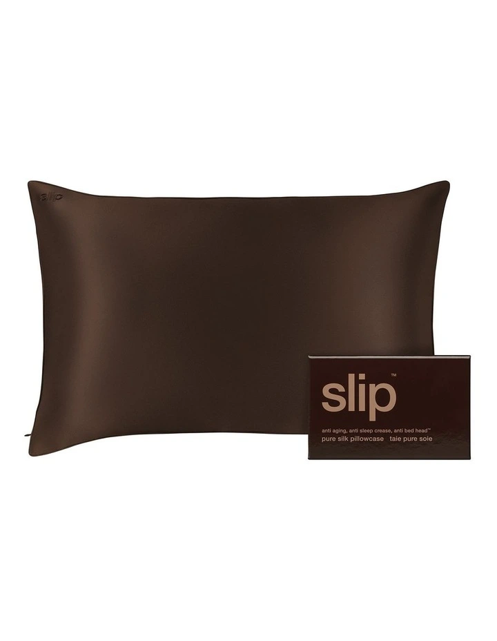 Pure Silk Queen Pillowcase in Chocolate image 1