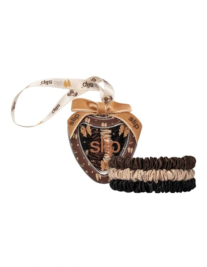 Pure Silk Skinny Scrunchie Trio Heart Ornament in Betty image 1