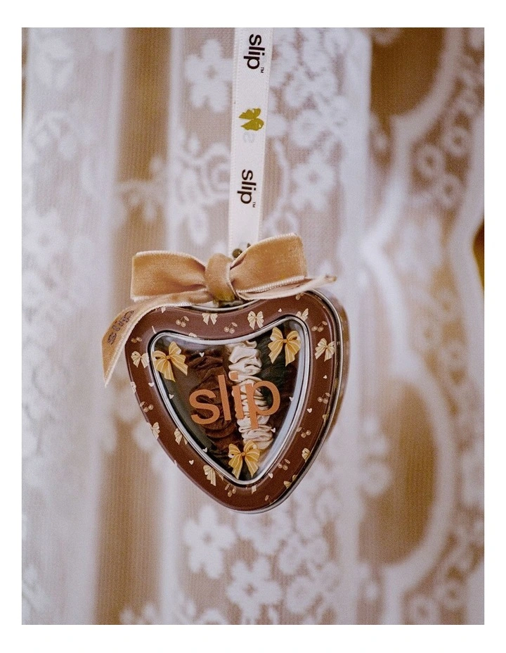Pure Silk Skinny Scrunchie Trio Heart Ornament in Betty image 6