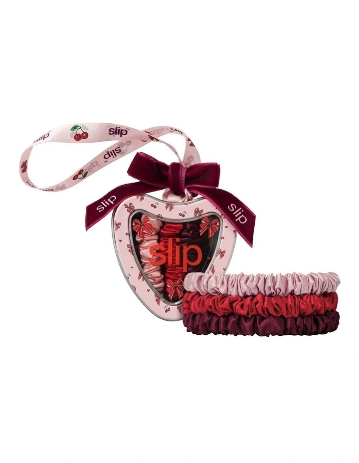 Pure Silk Skinny Scrunchie Trio Heart Ornament in Emmie image 1
