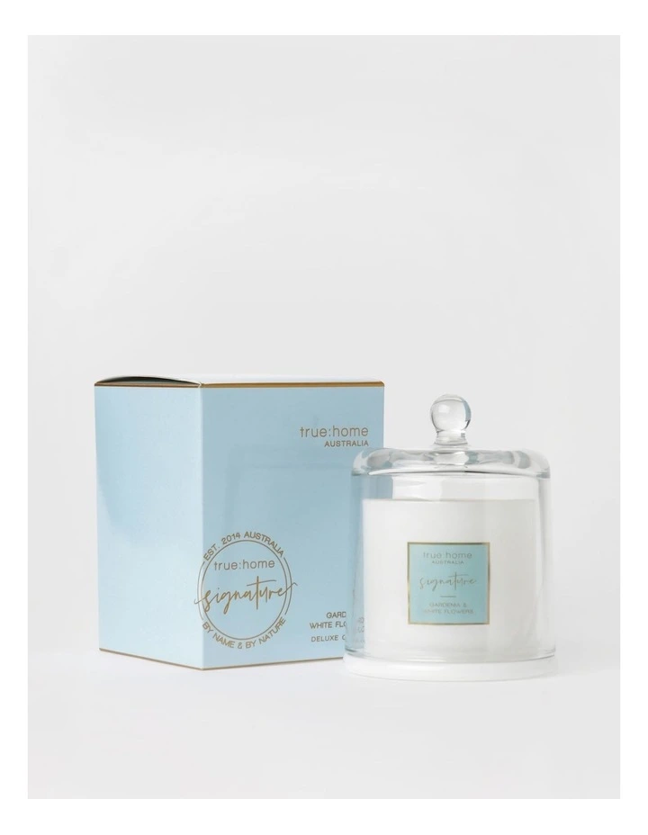 Gardenia & White Flowers Candle With Cloche image 1