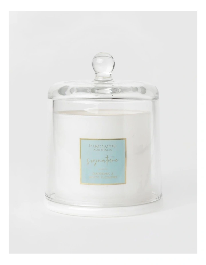 Gardenia & White Flowers Candle With Cloche image 2