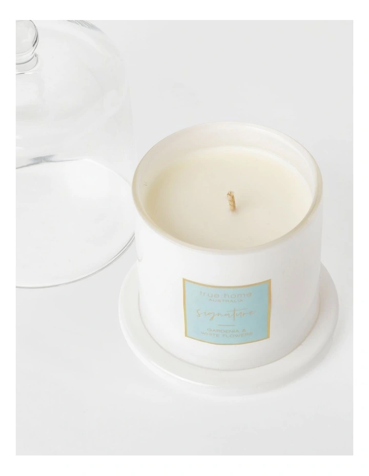 Gardenia & White Flowers Candle With Cloche image 3