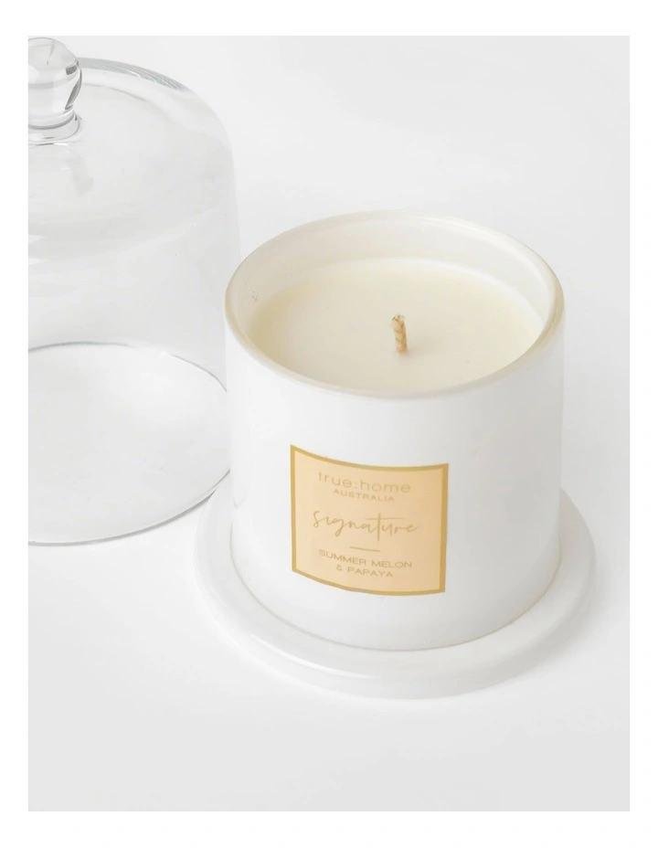 Summer Melon & Papaya Candle With Cloche image 3
