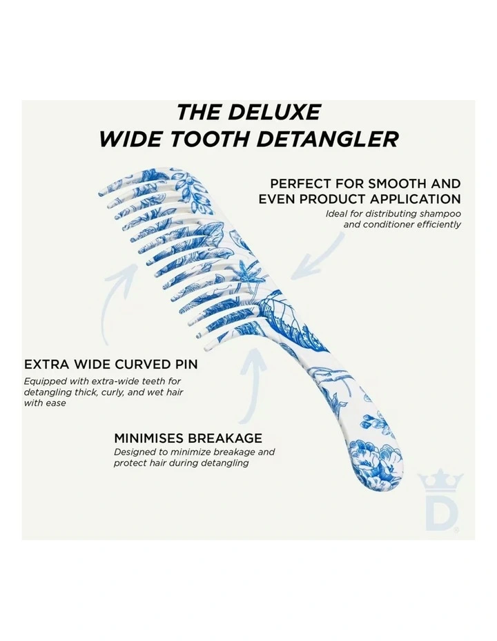 D28 Deluxe Blue Belle Wide Tooth Detangling Comb image 3