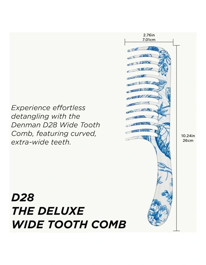 D28 Deluxe Blue Belle Wide Tooth Detangling Comb image 4