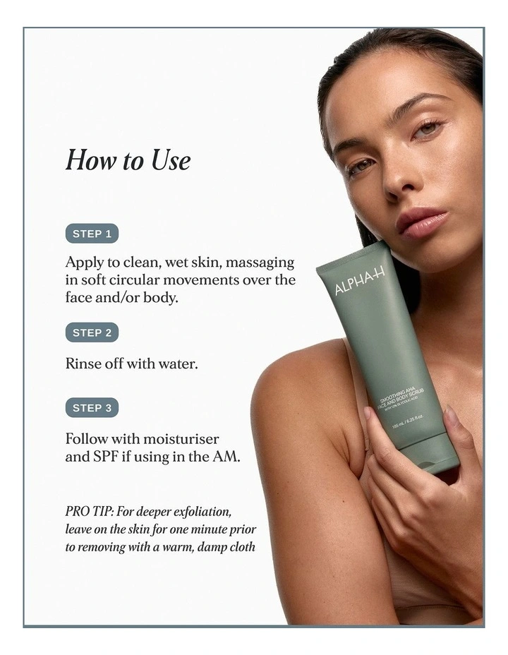 Smoothing Alpha Hydroxy Acid Face & Body Scrub with 12% Glycolic Acid 185ml image 4